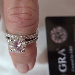 Certified 3.0ct. t.w. Moissanite Diamond Wedding Ring Set NEW